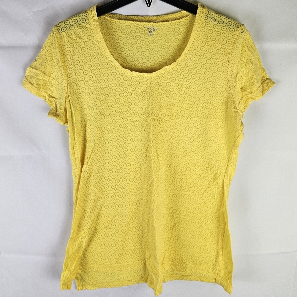 Indigo Yellow Size XL Blouse Top | Spring Summer Casual Basic Gorpcore Indie